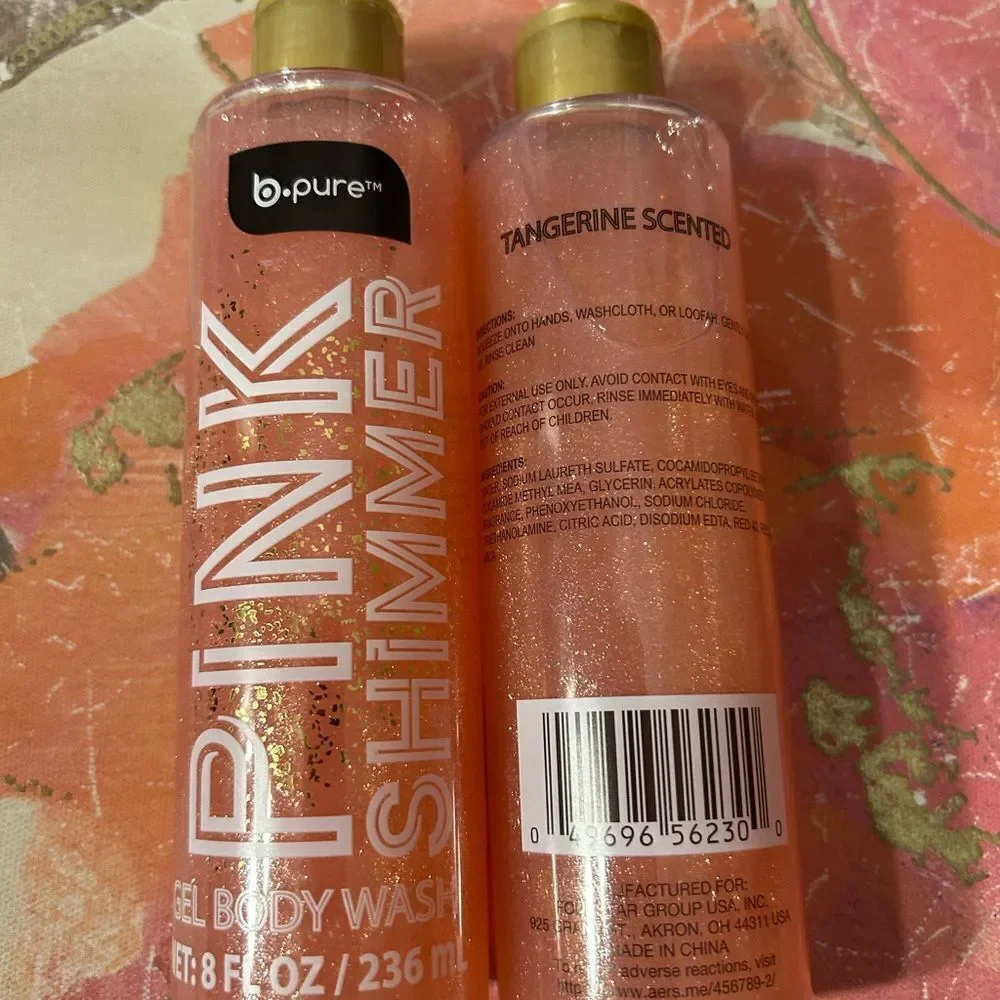 🛍️ B.Pure Pink Shimmer Gel Body Wash - 2 Bottles (8 oz / 236 ml Each)